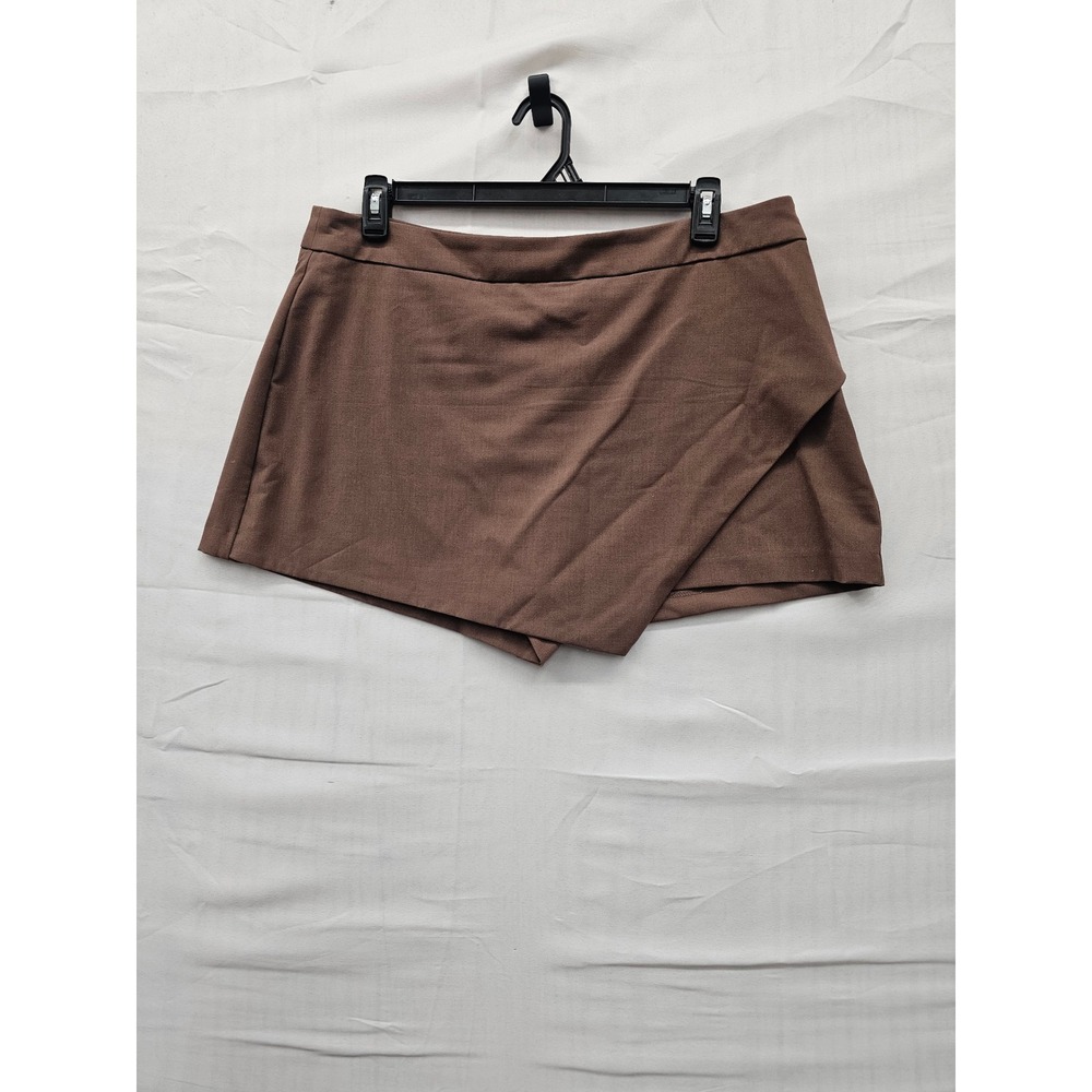 A New Day Brown Wrap Front Skort Size 16 Recycled Polyester Blend NEW